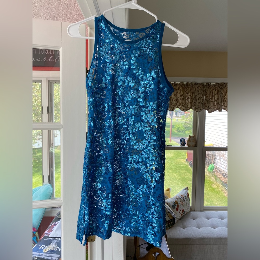 Weissman lace overlay. TEAL colored (photographs more blue) MA